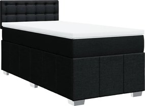 vidaXL Κρεβάτι Boxspring με Στρώμα Μαύρο 80 x 200 εκ. Υφασμάτινο