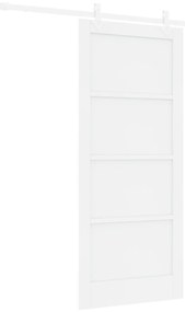 vidaXL Συρόμενη Πόρτα  με Σετ Υλικών Λευκή 86x198.5 εκ Από Στερεό Ξύλο Πεύκου
