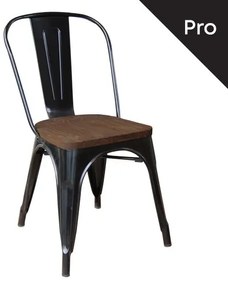 RELIX Wood Καρέκλα-Pro, Στοιβαζόμενη, Μέταλλο Βαφή Μαύρο, Κάθισμα Dark Oak  45x51x85cm Ε5191W,11