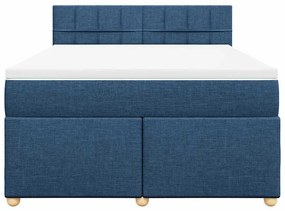 vidaXL Κρεβάτι Boxspring με Στρώμα Μπλε 140x190 εκ. Υφασμάτινο