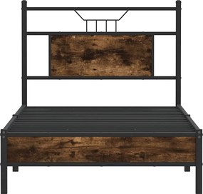 vidaXL Πλαίσιο Κρεβ. Χωρ. Στρώμα Καπνιστή Δρυς 90 x 190 εκ. Επεξ. Ξύλο