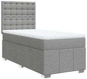 Κρεβάτι Boxspring με Στρώμα Ανοιχτό Γκρι 100x200 εκ. Υφασμάτινο - Γκρι