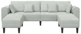 vidaXL Βελούδινος καναπές 3 pcs Ανοιχτό γκρι 208 εκ. Βελούδο