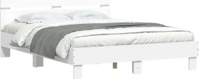 vidaXL Πλαίσιο Κρεβατιού με Κεφαλάρι/LED Λευκό 150 x 200 εκ