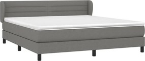 vidaXL Κρεβάτι Boxspring με Στρώμα Σκούρο Γκρι 180x200 εκ Υφασμάτιν