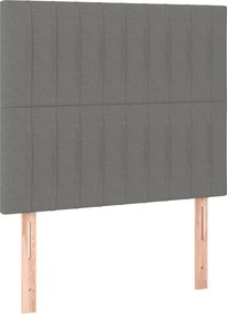 vidaXL Κρεβάτι Boxspring με Στρώμα &amp; LED Σκ.Γκρι 100x200 εκ Υφασμάτινο