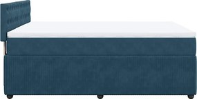 vidaXL Κρεβάτι Boxspring με Στρώμα Μπλε 160x200 εκ. Βελούδινο