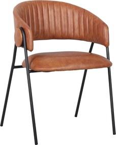 ALFRED Πολυθρόνα Μέταλλο Βαφή Μαύρο, PU Camel   2τμχ