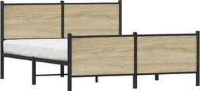 vidaXL Σκελετός Κρεβ. Χωρίς Στρώμα Sonoma Δρυς 140x190 εκ. Μεταλλικό