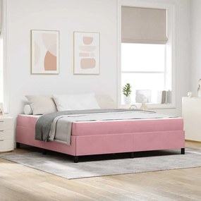 vidaXL Σκελετός Κρεβατιού Άλλο Ρόζ και Λευκό 180 x 200 cm Βελούδο