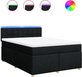 vidaXL Κρεβάτι Boxspring με Στρώμα Μαύρο 140x190 εκ. Υφασμάτινο