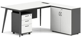 Γραφείο Status ΕΟ901,1 180x80/40x75cm White-Grey