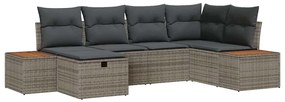 vidaXL Σετ Καναπέ Κήπου με μαξιλάρι 6 pcs Γκρι Πολυ ράταν