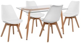 ΣΕΤ 5ΤΜΧ ΤΡΑΠΕΖΙ ΦΥΣΙΚΟ ΜΕ ΓΥΑΛΙ & ΚΑΡΕΚΛΕΣ VEGAS ΛΕΥΚΟ ΧΡΩΜΑ FB911085