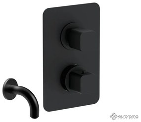 Eurorama QUADRA Thermo Black matt Στόμιο+Θερμοστατικός μίκτης εντοιχισμού 2 ή 3 εξόδων με εκτροπέα