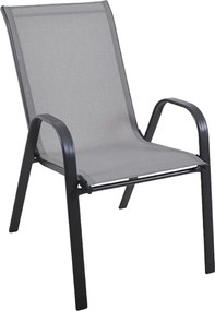Πολυθρόνα κήπου "Roby" μέταλλο γκρι-textilene γκρι 55x75x95