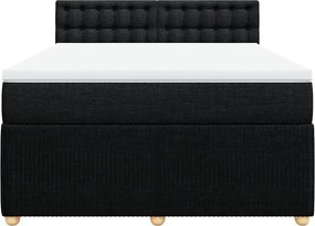 vidaXL Κρεβάτι Boxspring με Στρώμα Μαύρο 140x190 εκ. Υφασμάτινο