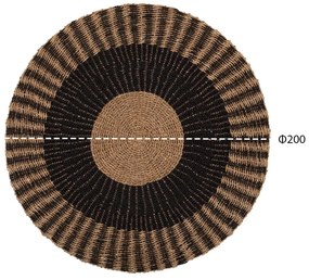 ΧΑΛΙ ΣΤΡΟΓΓΥΛΟ KIRKI HM7845 ΑΠΟ ΦΥΣΙΚΕΣ ΙΝΕΣ SEAGRASS ΜΑΥΡΟ-ΦΥΣΙΚΟ Φ200εκ.