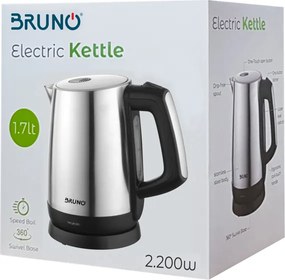 BRUNO ηλεκτρικός βραστήρας BRN-0030, 2200W, 1.7lt, βάση 360°
