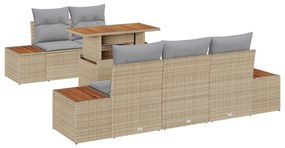 vidaXL Σετ 6 Τεμαχίων Καναπέ Κήπου με Μαξιλάρια Μπεζ Πολυρατάν