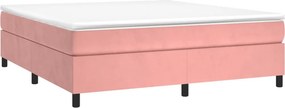 vidaXL Κρεβάτι Boxspring με Στρώμα Ροζ 160x200 εκ. Βελούδινο