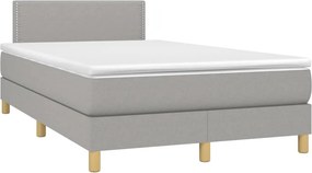vidaXL Κρεβάτι Boxspring με Στρώμα &amp; LED Αν.Γκρι 120x200 εκ Υφασμάτινο