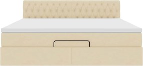 vidaXL Οθωμανικό Κρεβάτι με Στρώμα Κρέμα 160x200cm Ύφασμα