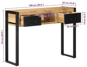 Τραπέζι κονσόλας 100x35x75 cm Στερεό ακατέργαστο ξύλο Mango - Καφέ