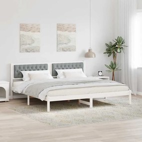 vidaXL Σκελετός Κρεβατιού με κεφαλάρι Ανοιχτό γκρι 200 x 200 cm