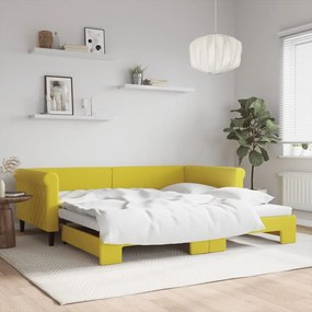 vidaXL Καναπές Κρεβάτι Συρόμενος Κίτρινος 100x200 εκ. Βελούδινος