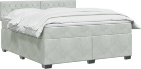 vidaXL Κρεβάτι Box Spring με Στρώμα και LED Ανοιχτό γκρι 140 x 190 cm