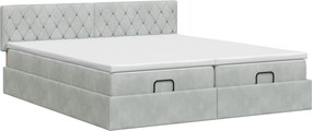 vidaXL Κρεβάτι Ottoman με στρώμα 2 pcs Ανοιχτό γκρι Βελούδο
