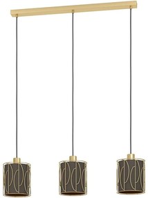 Φωτιστικό Οροφής - Ράγα Corojal 390207 87x17x150cm 3xE27 40W Cappuccino-Brass Eglo Steel,Fabric