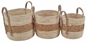 Καλάθια Ψάθινα 824281 (Σετ 3Τμχ) Φ22x30/Φ28x34/Φ31x36cm Natural Ankor Mat