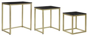 Σετ με 3 τραπέζια DKD Home Decor Μαύρο Χρυσό 50 x 35 x 60 cm