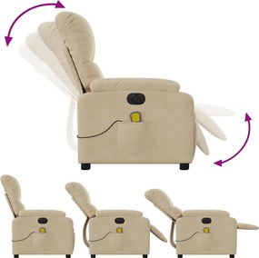vidaXL Πολυθρόνα Μασάζ Ηλεκτρική Ανακλινόμενη Κρεμ Ύφασμα Μικροϊνών