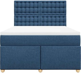 vidaXL Κρεβάτι Boxspring με Στρώμα Μπλε 140x190 εκ. Υφασμάτινο