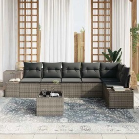 vidaXL Σετ Καναπέ Κήπου 7 pcs Ανοιχτό γκρι Πολυ rattan, βαμμένο ατσάλι