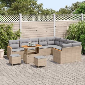 vidaXL Σετ Καναπέ Κήπου 12 pcs Μπεζ συνθετικό ρατάν