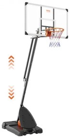 VEVOR Basketball Hoop, 7.6-10 ft Adjustable Height Portable Backboard System, 54 inch Basketball Hoop &amp; Goal, Kids &amp; Adults Basketball Set with Wheels, Stand, and Fillable Base, for Outdoor/Indoor