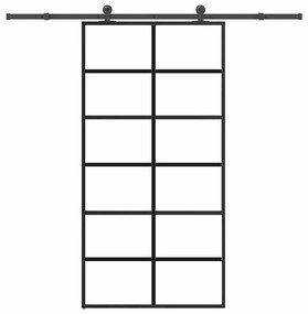 vidaXL Συρόμενη πόρτα με σετ υλικού 102x205 cm ESG Γυαλί&Αλουμίνιο