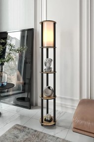 Stewehome Φωτιστικό δαπέδου με στρογγυλή ραφιέρα από μdf Μπεζ