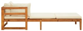 vidaXL Ξαπλώστρες 2 τεμ. από Μασίφ Ξύλο Ακακίας &amp; Λευκά Κρεμ Μαξιλάρια