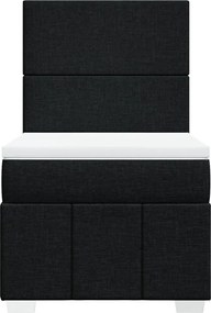 vidaXL Κρεβάτι Boxspring με Στρώμα Μαύρο 90x190 εκ.Υφασμάτινο