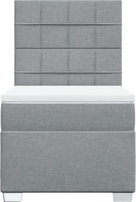 vidaXL Κρεβάτι Boxspring με Στρώμα Ανοιχτό Γκρι 90x190 εκ. Υφασμάτινο