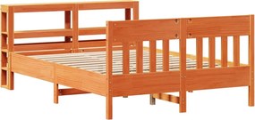 vidaXL Σκελετός Κρεβ. Χωρίς Στρώμα Καφέ Κεριού 135x190 εκ Μασίφ Πεύκο