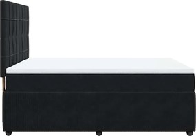 vidaXL Κρεβάτι Boxspring με Στρώμα Μαύρο 140x190 εκ. Βελούδινο