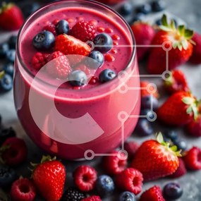 Σετ των 2 Intra Συλλεκτικό Ξύλινο Παζλ Plywood  4mm - Δροσιστικό ροζ Smoothie με φρέσκα μούρα και φρούτα Σε Ξύλινο Κουτί - Διαστάσεις: 10x10 cm – 25 κομμάτια