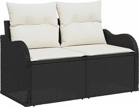 vidaXL Σετ Καναπέ 5 τμχ. Μαύρο και Κρεμ Λευκό Πολυ-ρακί και Χάλυβας