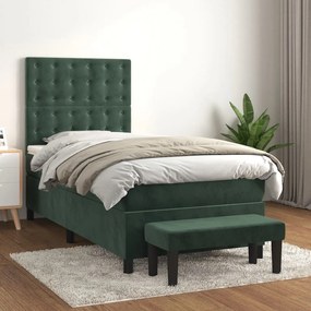 ΚΡΕΒΑΤΙ BOXSPRING ΜΕ ΣΤΡΩΜΑ ΣΚΟΥΡΟ ΠΡΑΣΙΝΟ 100X200ΕΚ. ΒΕΛΟΥΔΙΝΟ 3138070